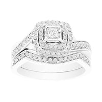 Thumbnail for LADIES BRIDAL RING SET 5/8 CT ROUND/PRINCESS DIAMOND 14K WHITE GOLD
