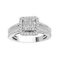 Thumbnail for LADIES RING 1 CT ROUND/BAGUETTE DIAMOND 14K WHITE GOLD