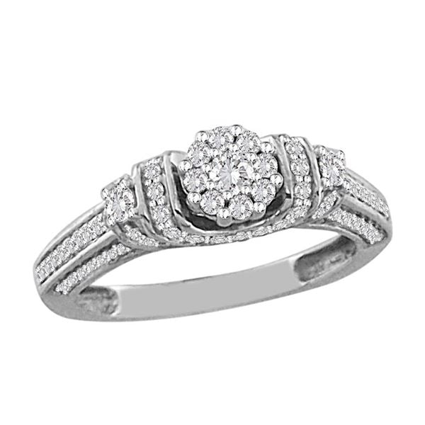 LADIES RING 1/2 CT ROUND DIAMOND 14K WHITE GOLD