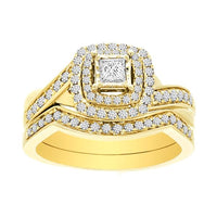 Thumbnail for LADIES BRIDAL RING SET 5/8 CT ROUND/PRINCESS DIAMOND 14K YELLOW GOLD