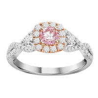 Thumbnail for LADIES RING 1 CT WHITE/PINK ROUND DIAMOND 14K TT WHITE & ROSE GOLD