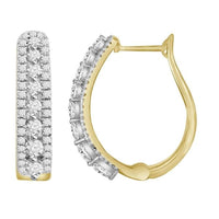 Thumbnail for LADIES HOOPS EARRING 1/2 CT ROUND DIAMOND 10K YELLOW GOLD