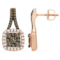 Thumbnail for LADIES EARRINGS 3/4 CT WHITE/CHOCOLATE ROUND DIAMOND 10K ROSE GOLD