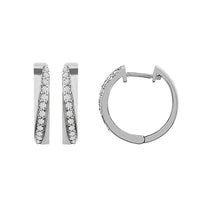 Thumbnail for LADIES HOOPS EARRING 1/4 CT ROUND DIAMOND 10K WHITE GOLD