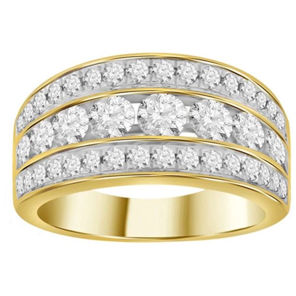 LADIES RING 2 CT ROUND DIAMOND 14K YELLOW GOLD