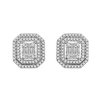 Thumbnail for LADIES EARRINGS 3/4 CT ROUND/BAGUETTET DIAMOND 14K WHITE GOLD