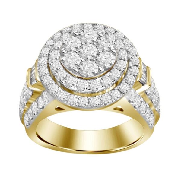 LADIES RING 3 CT ROUND /BAGUETTE DIAMOND 10K YELLOW GOLD