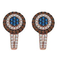 Thumbnail for LADIES EARRINGS 1 CT WHITE/BLUE/CHOCOLATE ROUND DIAMOND 10K ROSE GOLD