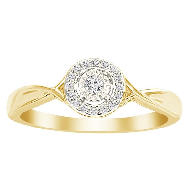 LADIES RING 1/10 CT ROUND DIAMOND 10K YELLOW GOLD