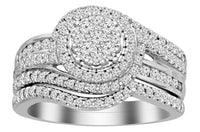 Thumbnail for LADIES BRIDAL RING SET 1 CT ROUND DIAMOND 14K WHITE GOLD