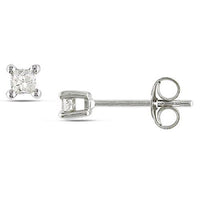Thumbnail for LADIES EARRINGS 1/3 CT PRINCESS 14K WHITE GOLD