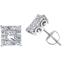 Thumbnail for LADIES EARRINGS 1 CT ROUND/PRINCESS DIAMOND 14K WHITE GOLD