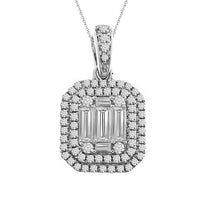 Thumbnail for LADIES EARRINGS 5/8 CT ROUND/BAGUETTE DIAMOND 14K WHITE GOLD