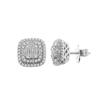 Thumbnail for LADIES EARRING 3/4 CT ROUND/BAGUETTE DIAMOND 14K WHITE GOLD
