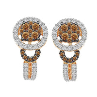 Thumbnail for LADIES EARRINGS 7/8 CT WHITE/CHOCOLATE ROUND DIAMOND 14K ROSE GOLD