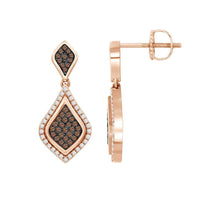 Thumbnail for LADIES EARRINGS 1/2 CT WHITE/CHOCOLATE ROUND DIAMOND 10K ROSE GOLD