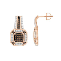 Thumbnail for LADIES EARRING 1/3 CT WHITE/CHOCOLATE ROUND DIAMOND 10K ROSE GOLD
