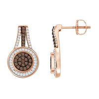 Thumbnail for LADIES EARRINGS 1/3 CT WHITE/CHOCOLATE ROUND DIAMOND 10K ROSE GOLD