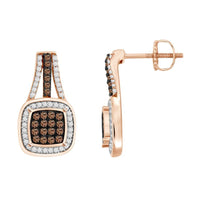 Thumbnail for LADIES EARRING 1/3 CT WHITE/CHOCOLATE ROUND DIAMOND 10K ROSE GOLD
