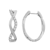 Thumbnail for LADIES HOOPS 1 CT ROUND DIAMOND 10K WHITE GOLD