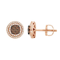 Thumbnail for LADIES EARRING 1/2 CT WHITE/CHOCOLATE ROUND DIAMOND 10K ROSE GOLD