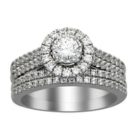 Thumbnail for LADIES BRIDAL RING SET 1 CT ROUND DIAMOND 14K WHITE GOLD