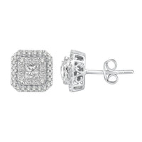 Thumbnail for LADIES EARRINGS 1 1/4 CT ROUND/PRINCESS DIAMOND 14K WHITE GOLD