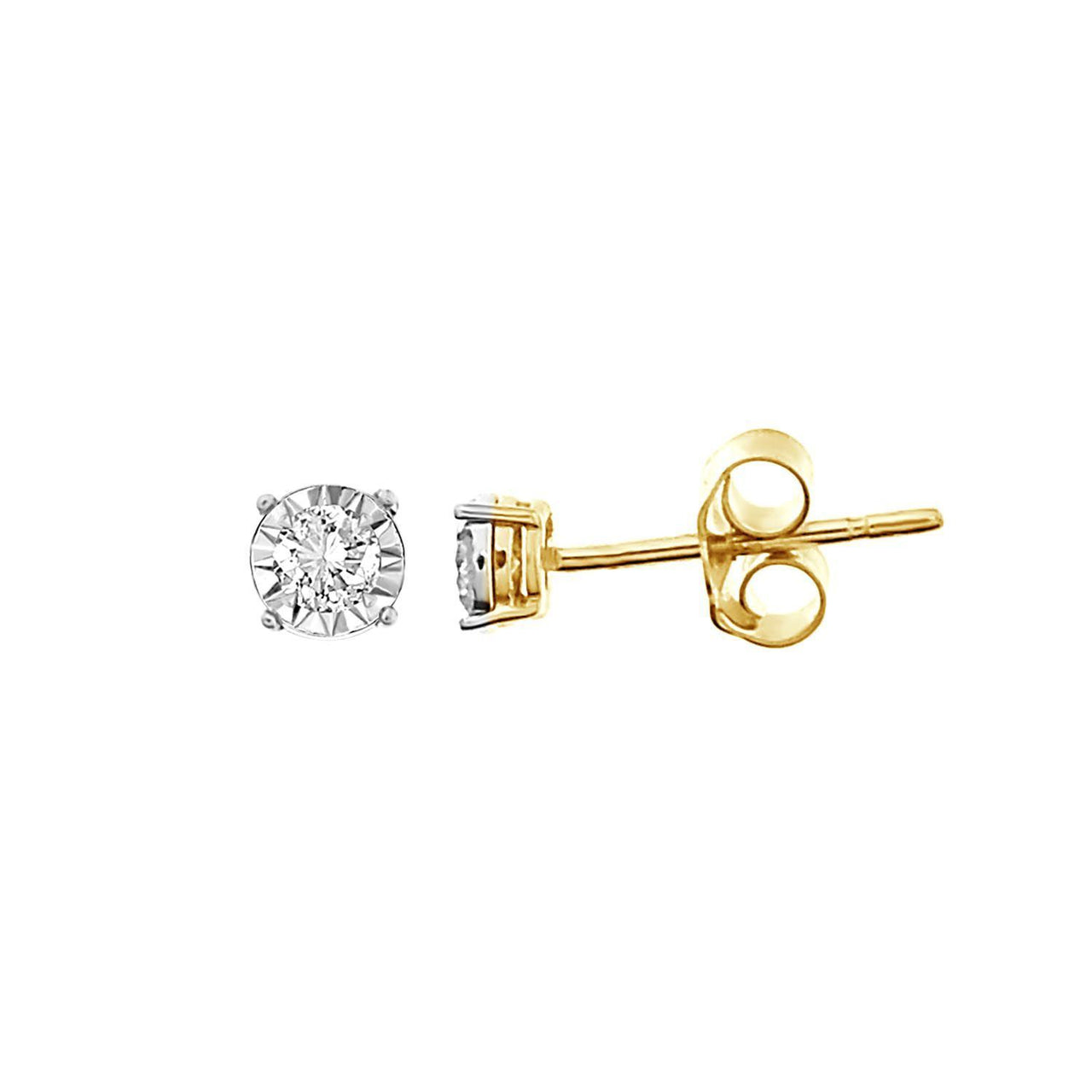 LADIES EARRINGS 1/4 CT ROUND DIAMOND 10K YELLOW GOLD