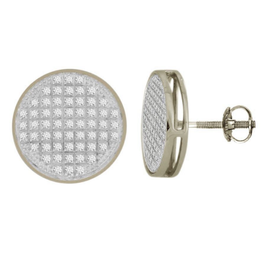 LADIES EARRINGS 1/3 CT ROUND DIAMOND SILVER