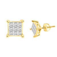 Thumbnail for LADIES EARRINGS 1/2 CT PRINCESS DIAMOND 10K YELLOW GOLD