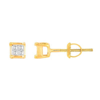 Thumbnail for LADIES EARRINGSS 1/10  CT PRINCESS DIAMOND 10K YELLOW GOLD