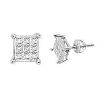Thumbnail for LADIES EARRINGS 1/2 CT PRINCESS DIAMOND 10K WHITE GOLD