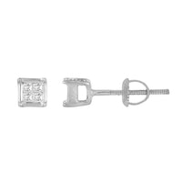 Thumbnail for LADIES EARRINGSS 1/10  CT PRINCESS DIAMOND 10K WHITE GOLD
