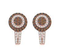 Thumbnail for LADIES EARRING 1 CT WHITE/CHOCOLATE ROUND DIAMOND 10KROSE GOLD
