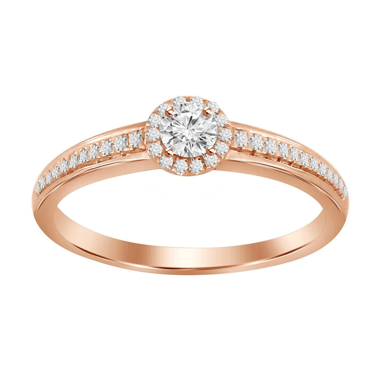 LADIES ENGAGEMENT RING 1/4 CT ROUND DIAMOND 10K ROSE GOLD
