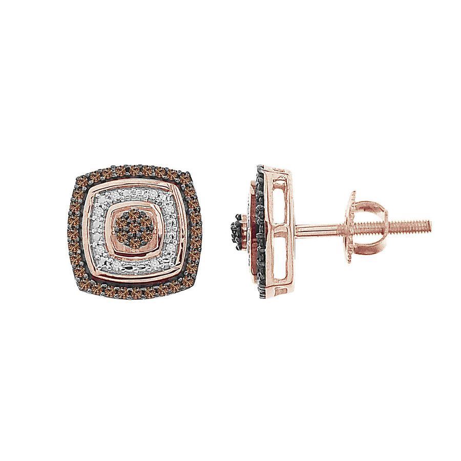 LADIES EARRINGS 1/3 CT ROUND DIAMOND 10K ROSE GOLD