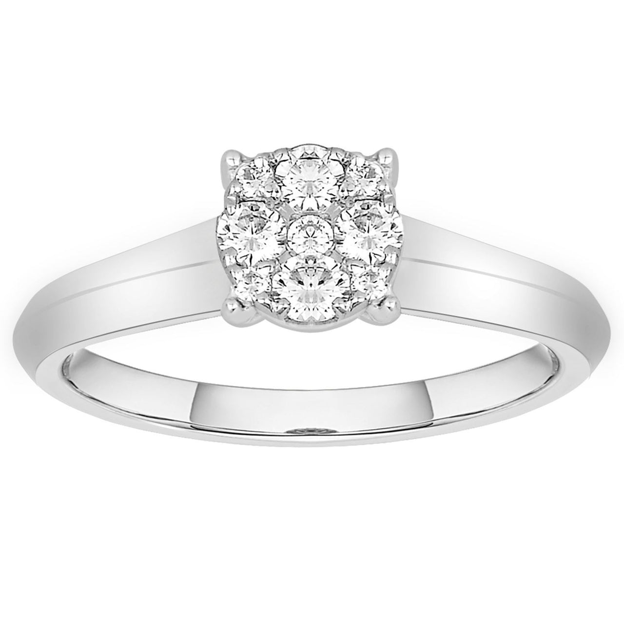 LADIES RING 1/4 CT ROUND DIAMOND 10K WHITE GOLD