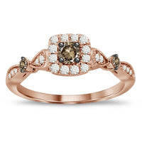 Thumbnail for LADIES RING 1/2 CT WHITE/CHOCOLATE ROUND DIAMOND 10K ROSE GOLD