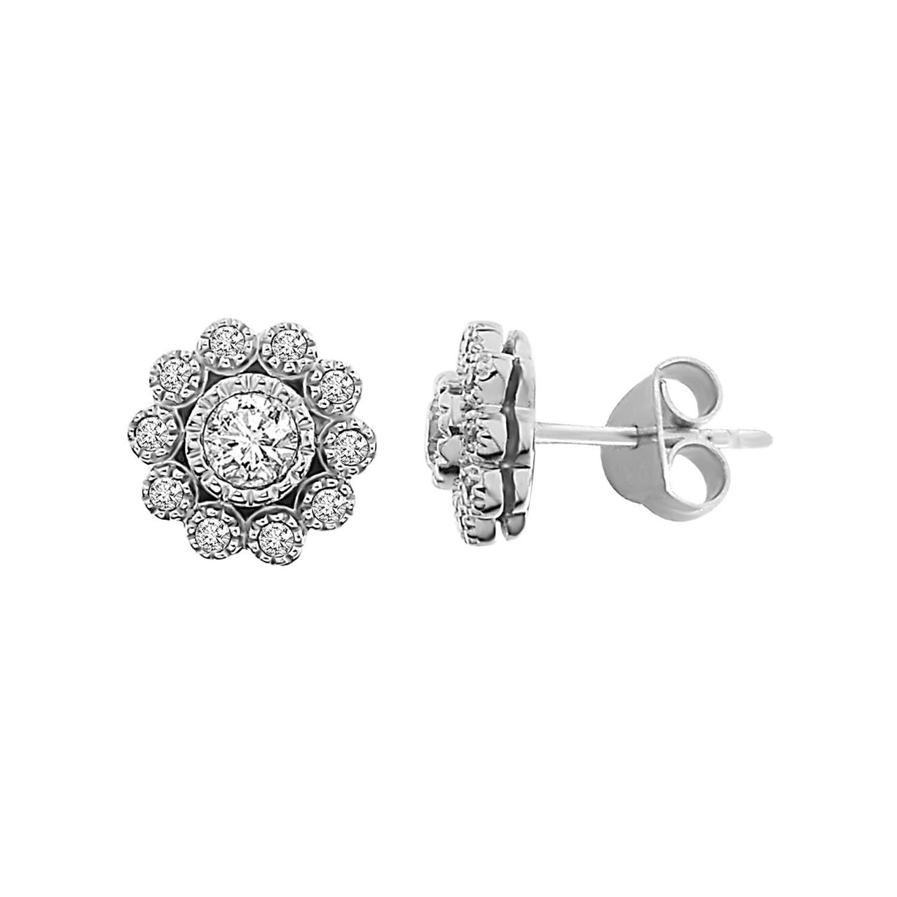 LADIES EARRINGSS 1/2 CT ROUND DIAMOND 14K WHITE GOLD