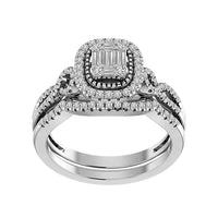 Thumbnail for LADIES BRIDAL RING SET 1/2 CT ROUND/BAGUETTE DIAMOND 14K WHITE GOLD