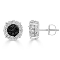Thumbnail for LADIES EARRINGS 1/6 CT WHITE/BLACK ROUND DIAMOND SILVER