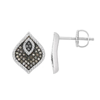 Thumbnail for LADIES EARRINGS 1/3 CT WHITE/CHOCOLATE ROUND DIAMOND SILVER