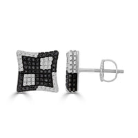 Thumbnail for LADIES EARRINGS 1 1/5 CT WHITE/BLACK ROUND DIAMOND SILVER