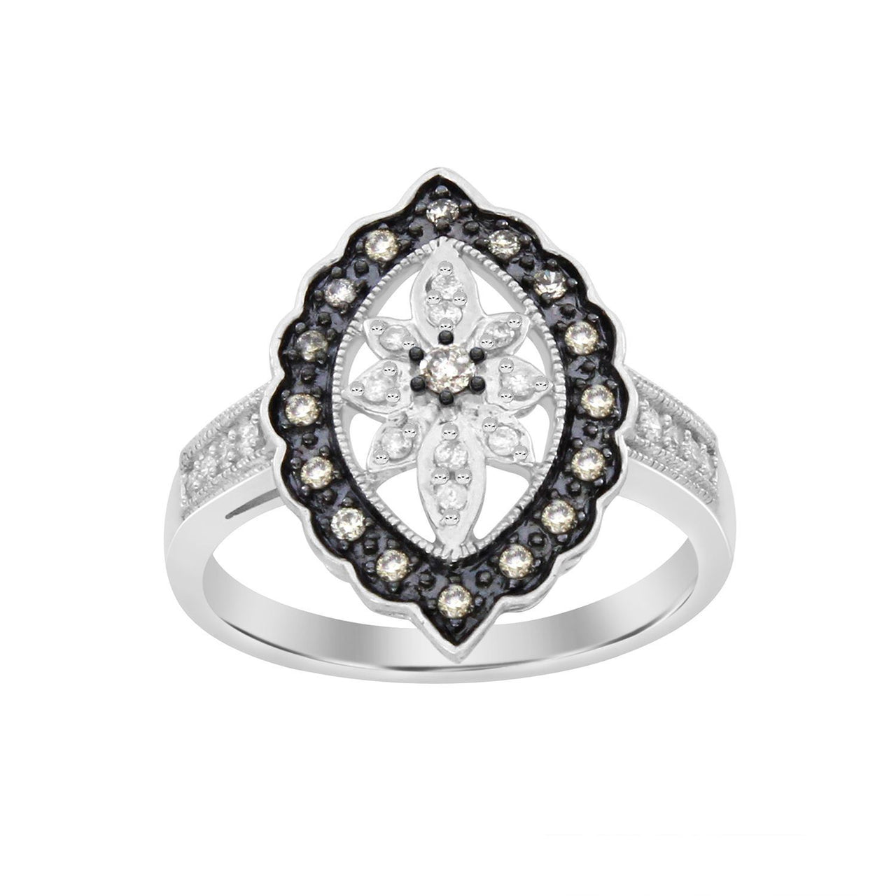 LADIES RING 1/4 CT ROUND/CHOCOLATE DIAMOND 10K WHITE GOLD