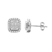 Thumbnail for LADIES EARRINGS 3/4 CT ROUND/BAGUETTE DIAMOND 14K WHITE GOLD