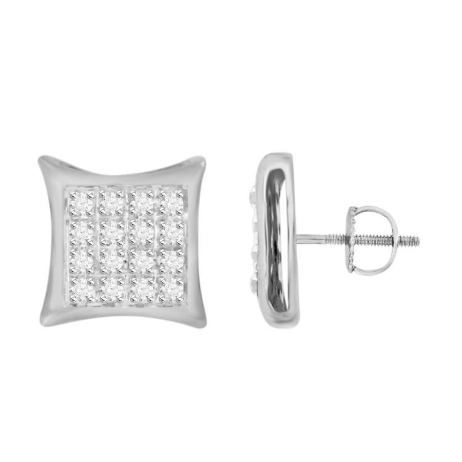 MEN'S EARRINGS 1/10 CT ROUND DIAMOND 10K WHITE GOLD