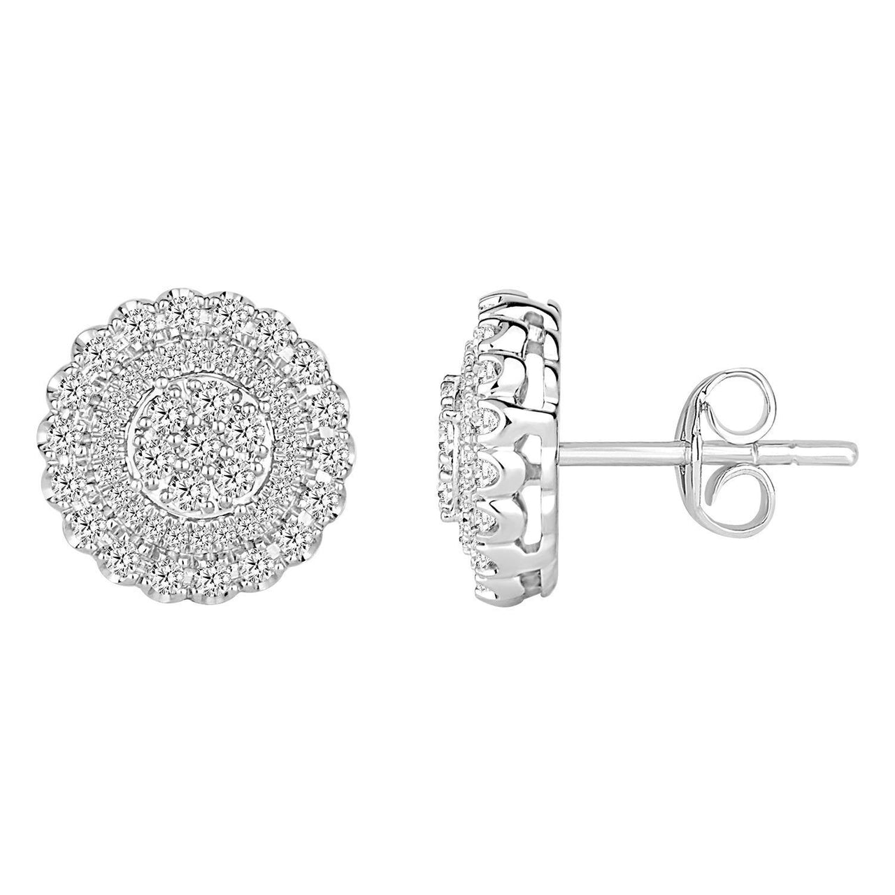 LADIES EARRINGSS 3/4  CT ROUND DIAMOND 10K WHITE GOLD