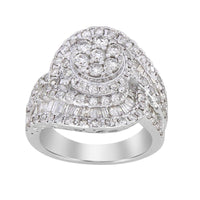 Thumbnail for LADIES RING 5 CT ROUND/BAGUETTE DIAMOND 10K WHITE GOLD