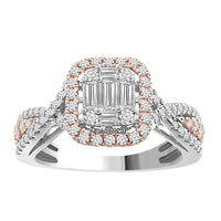 Thumbnail for LADIES RING 1/3 CT ROUND/BAGUETTE DIAMOND 14K TT WHITE & ROSE GOLD