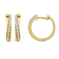 Thumbnail for LADIES HOOPS EARRING 1/4 CT ROUND DIAMOND 10K YELLOW GOLD